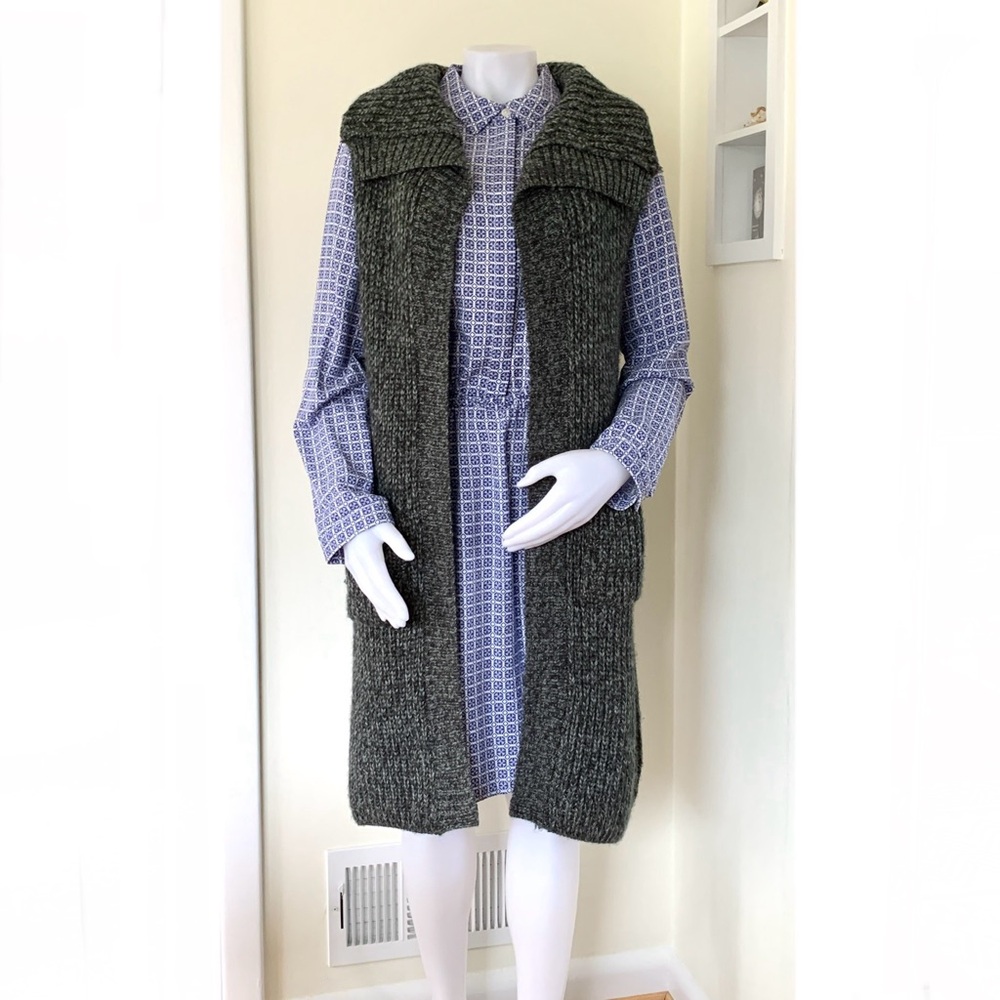 Prana Thalia wool blend black dark gray grey duster sweater - Picture 7 of 16